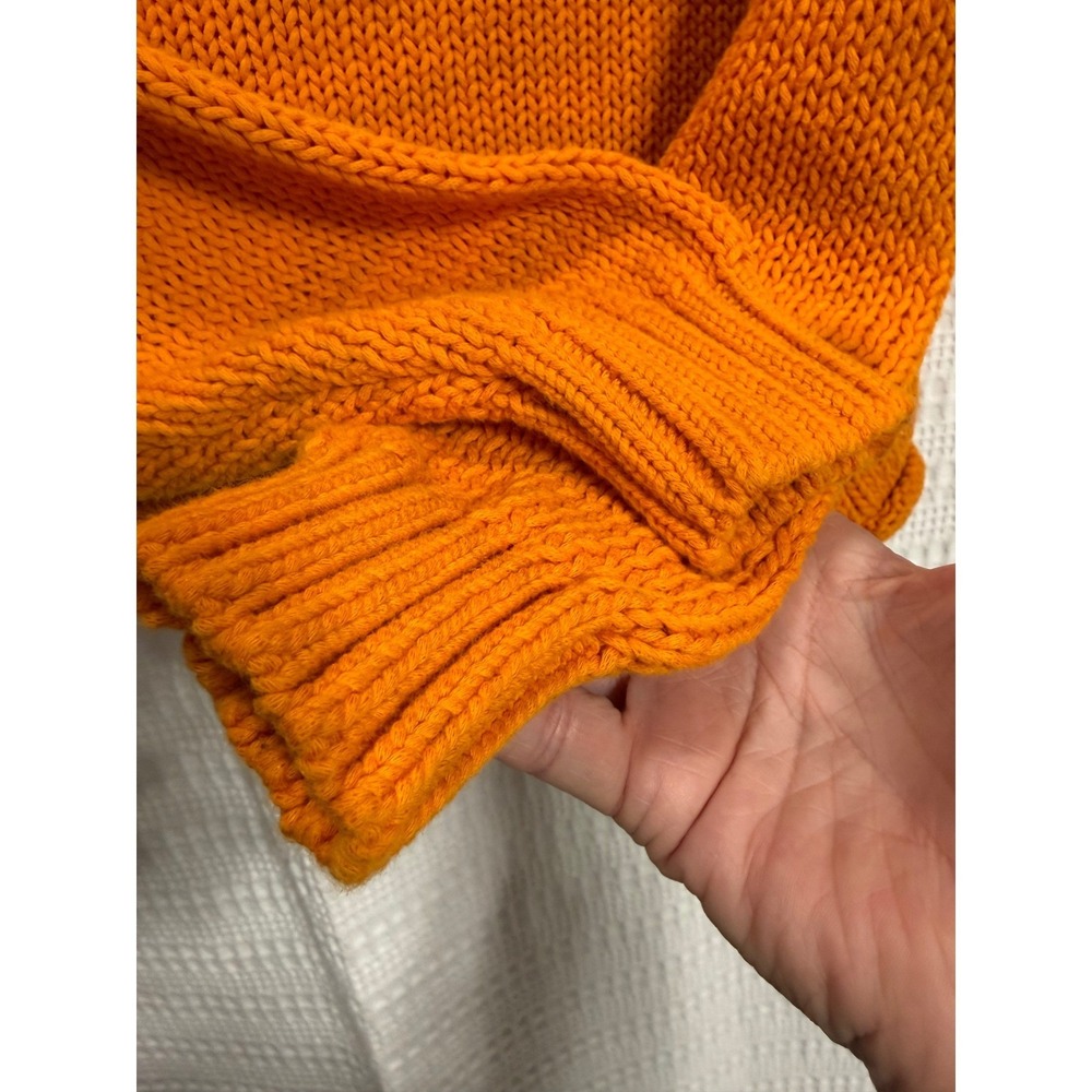 Aerie Off Shoulder Sweater L Orange Open Shaker Knit Boat Neck Cropped Relaxed - Picture 5 of 8